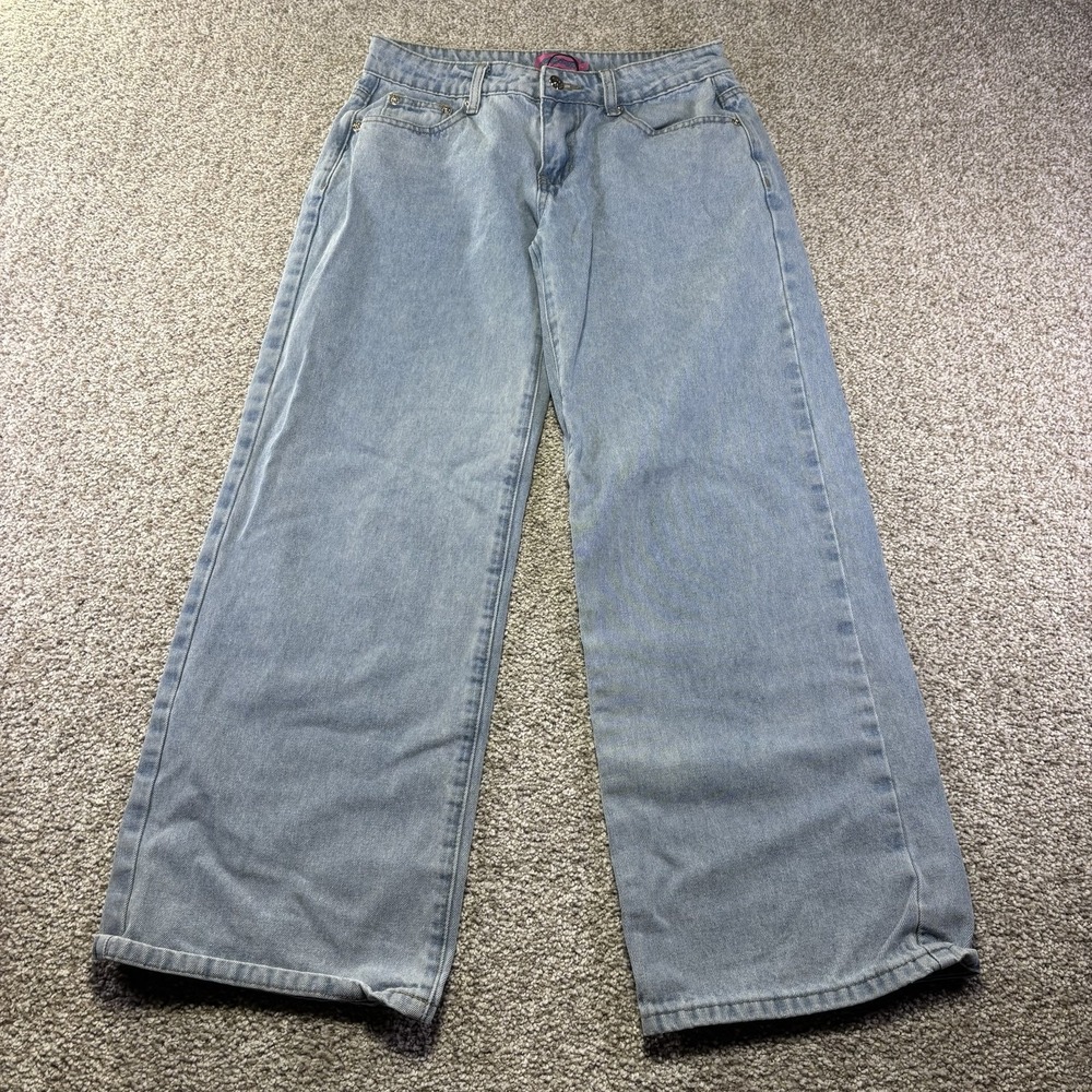 Edikted Light Wash Wide Leg Jeans Womens Size S Blue Denim Y2K Streetwear
